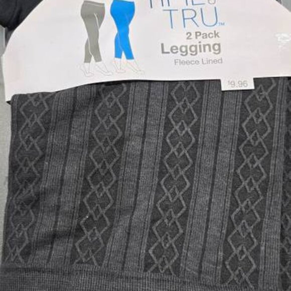 Time and Tru Women's Cable Knit Fleece Lined Leggings, Size, 2XL, 2 Pack - Picture 2 of 3